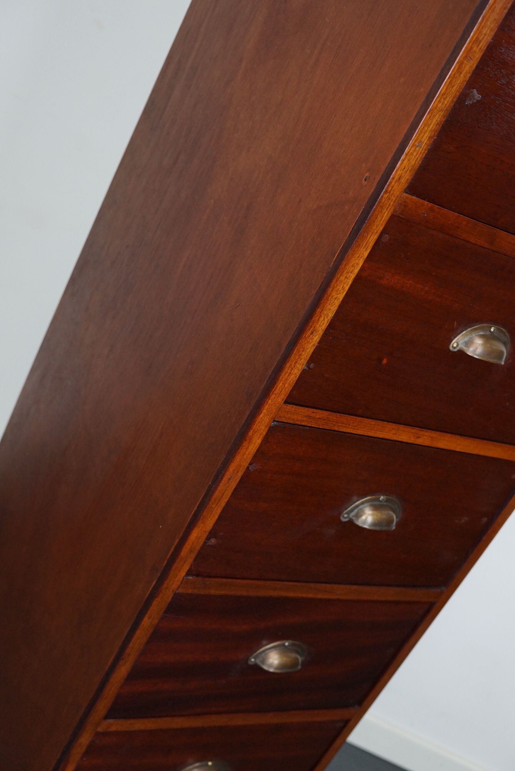 Dutch Industrial Mahogany Apothecary Cabinet, Mid-20th Century