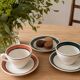 Ensemble de 4 grandes tasses vintage et 6 sous-tasses graphiques