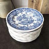 Set de 15 assiettes plates à motifs anglais Lunéville