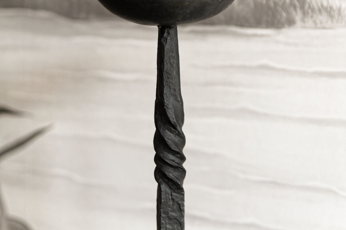 Candlestick picnic wrought iron candle, folk art