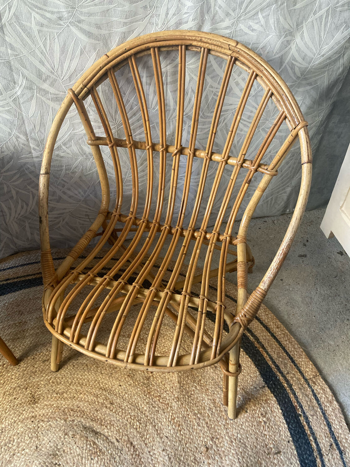 Rattan basket armchair