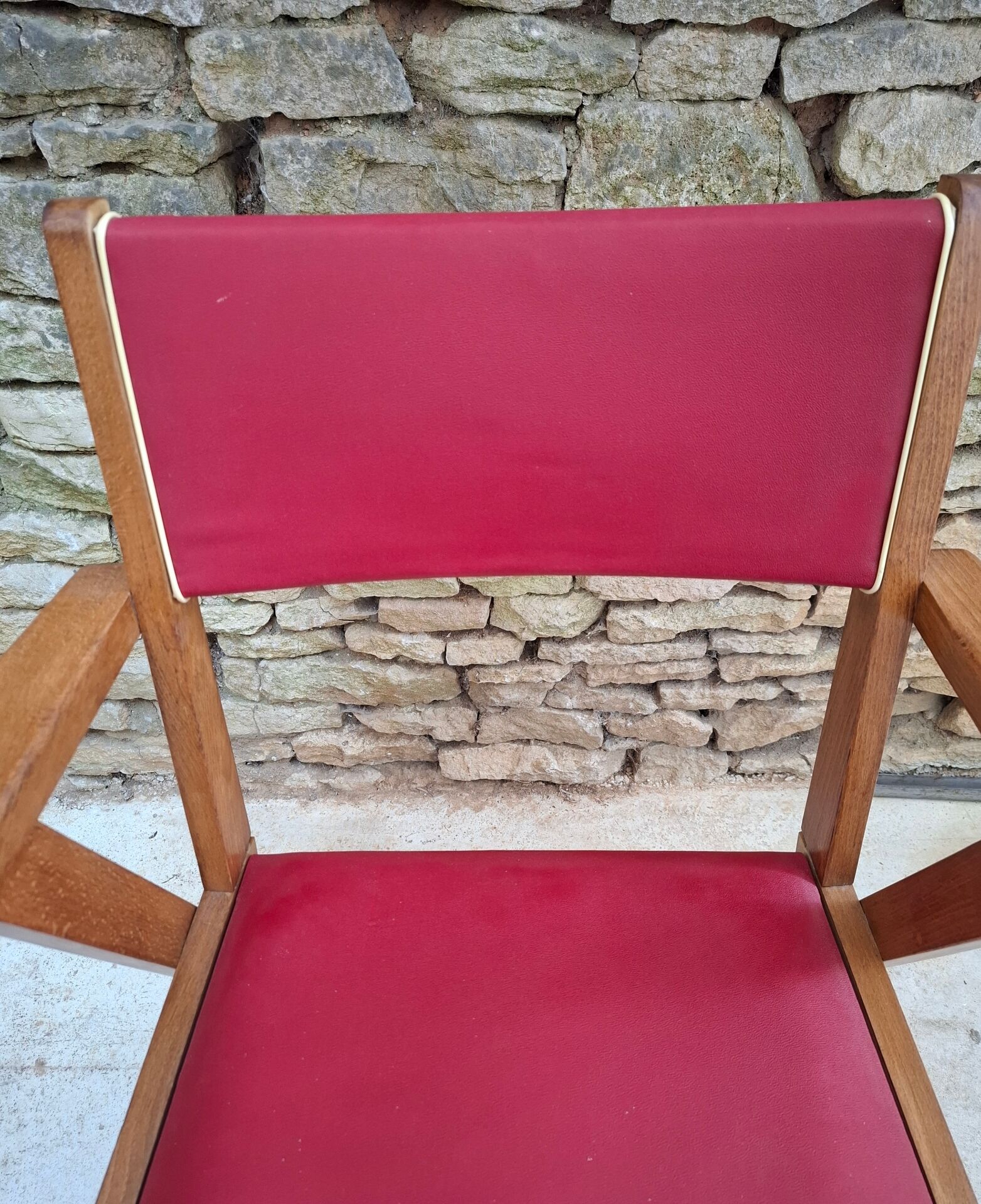 Fauteuil en hêtre et skaï