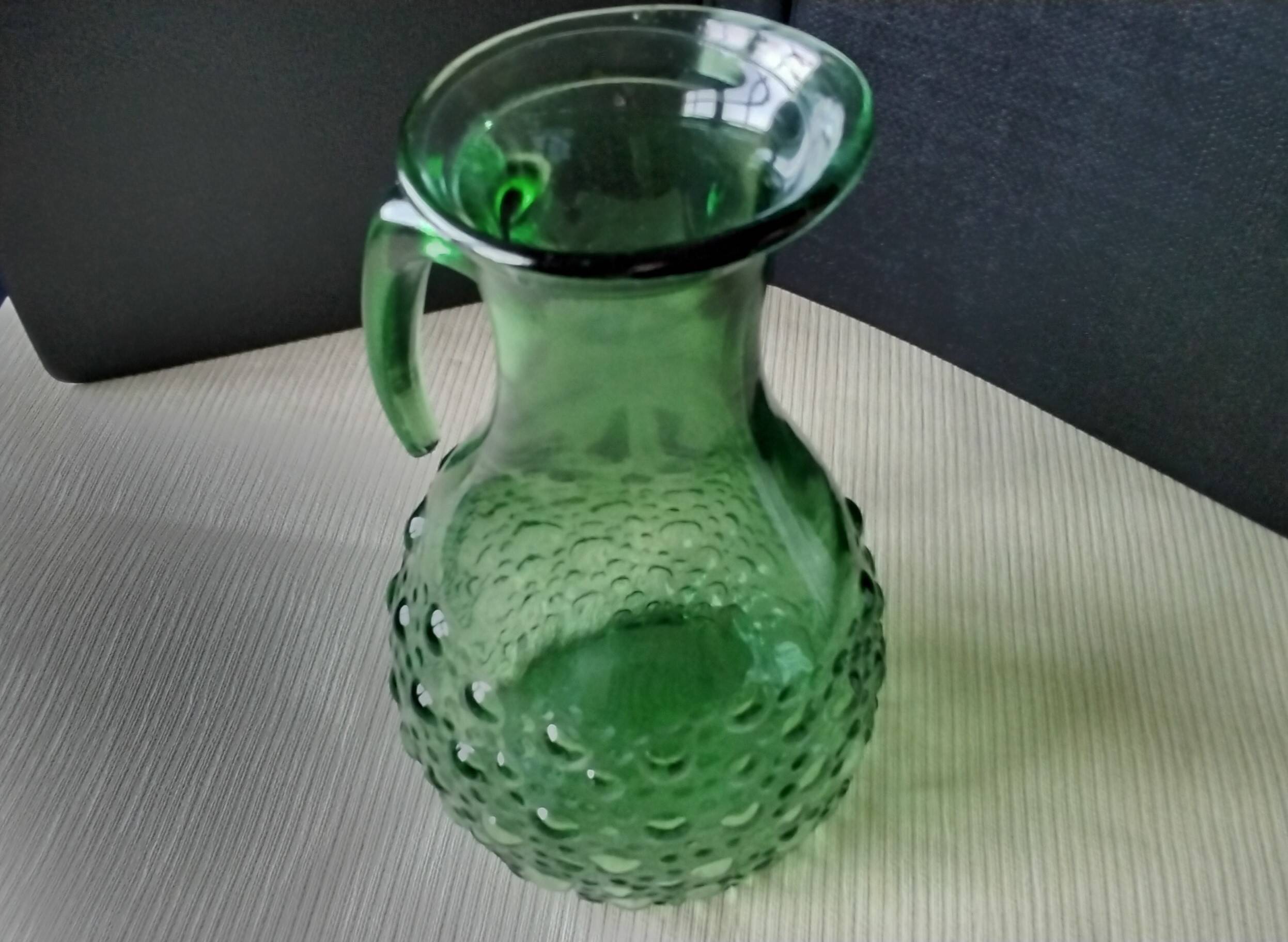 Carafe, jug, green glass water pitcher VEA
