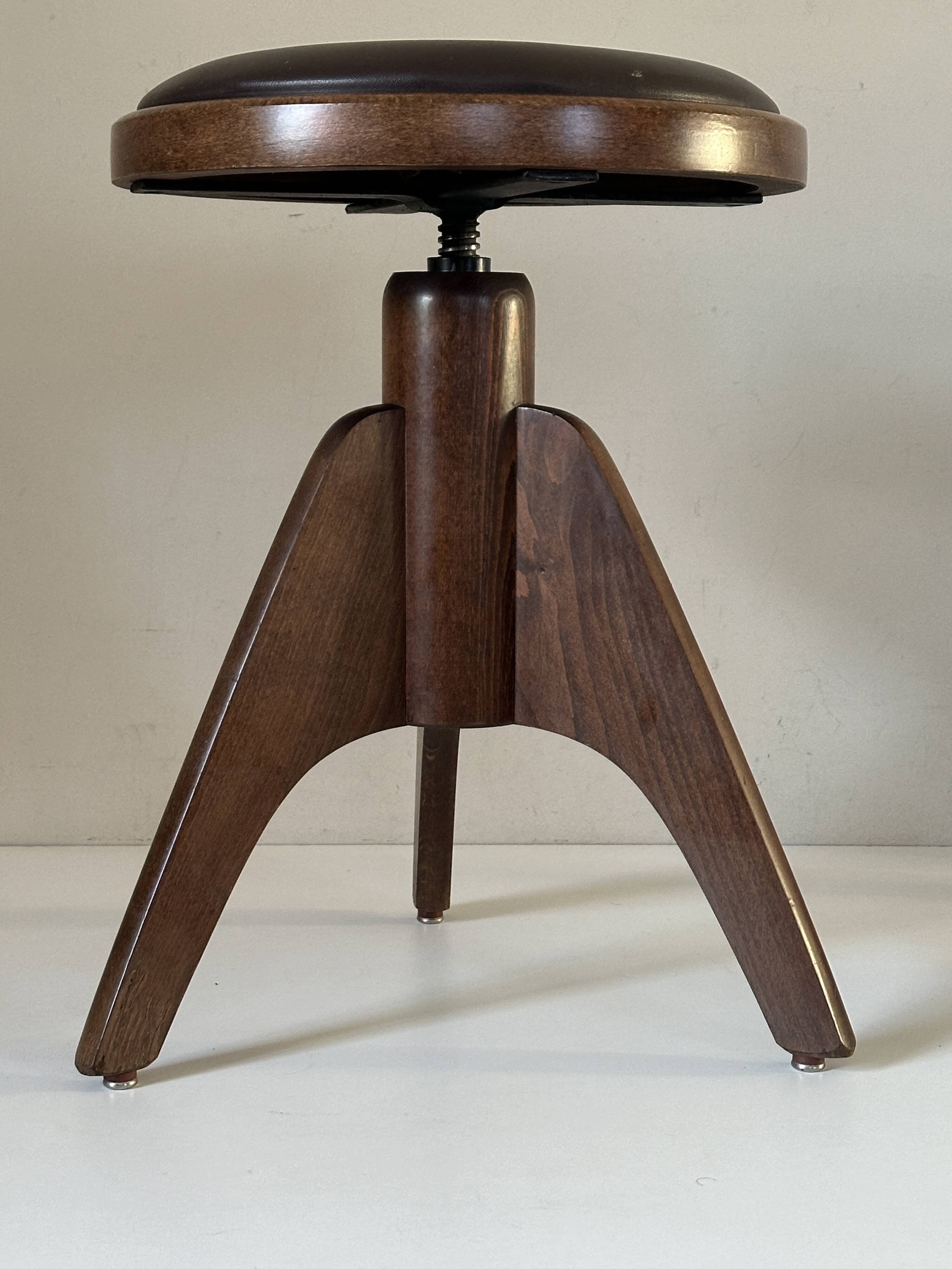 Vintage 60s tripod oak stool