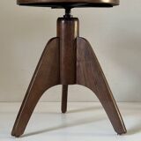 Vintage 60s tripod oak stool