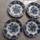 6 Plates dessert service Ridgway Windsor Staffordshire blue décor