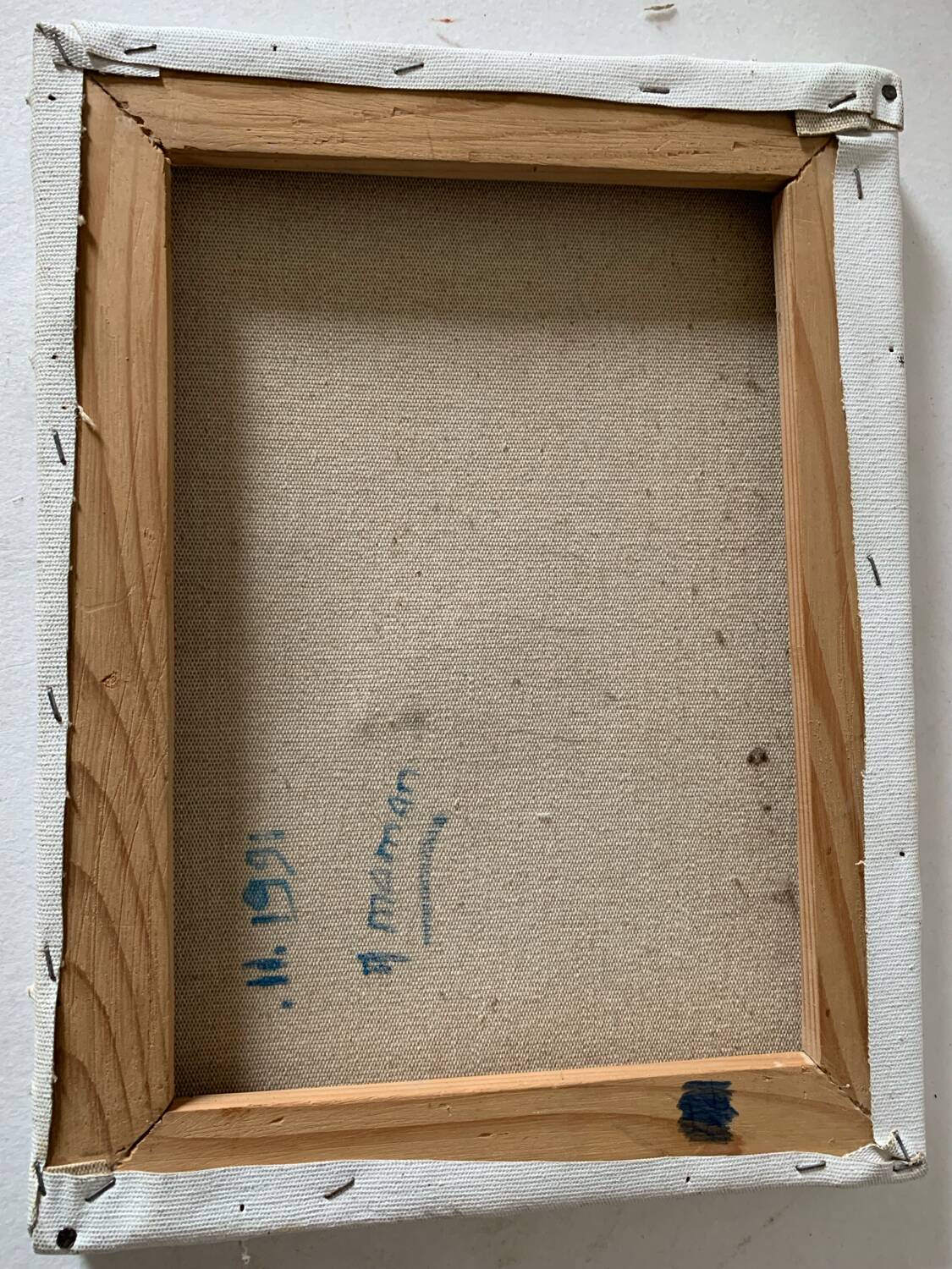 Small oil painting on canvas in blue tones