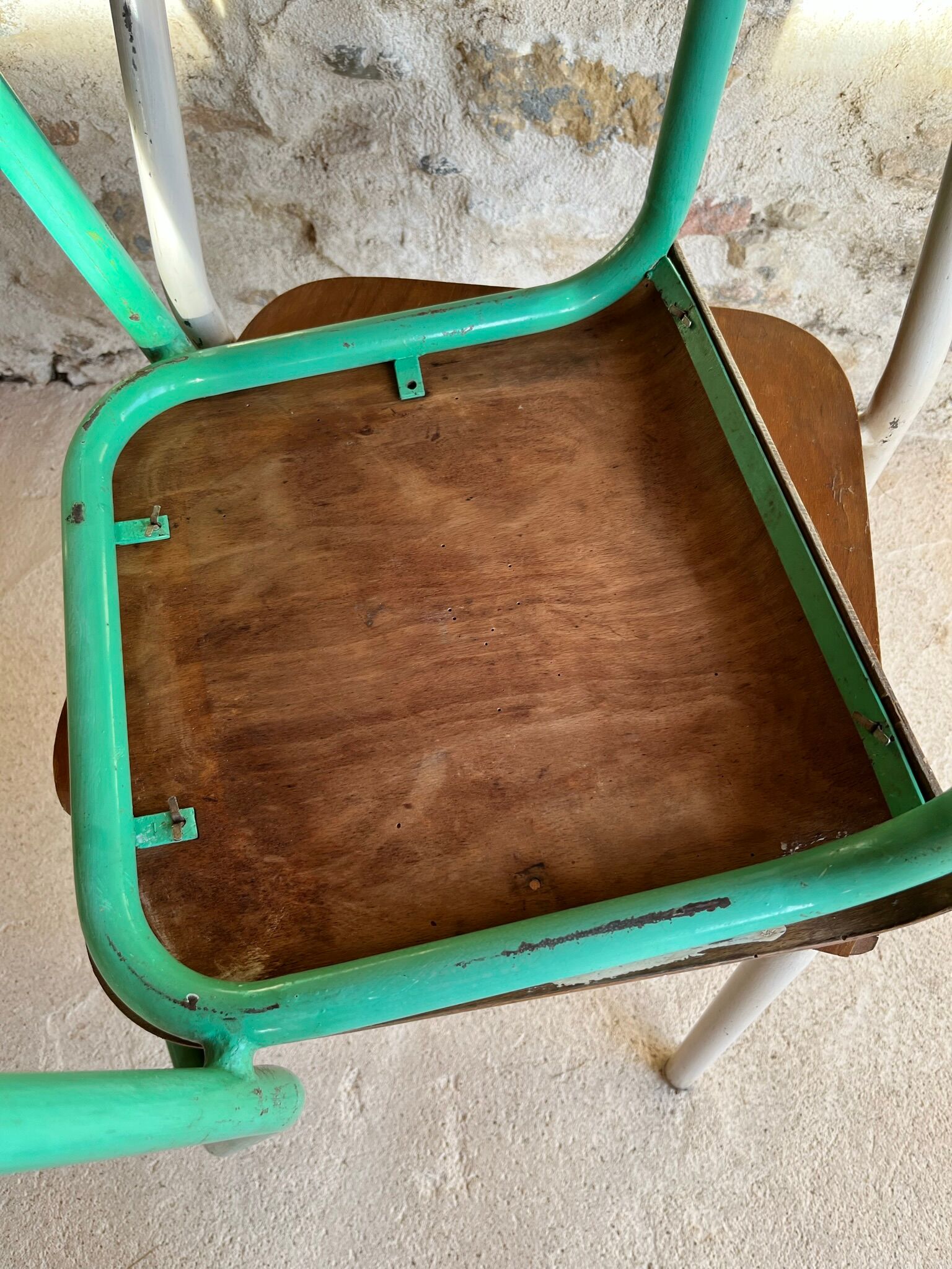 Set of 4 mismatched old school style chairs