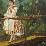 Oil on panel XIXth gallant scene