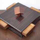 Wooden box with compartments, jewelry box, game box, rotating die, storage, vintage box