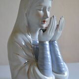 Virgin Mary statue bust in polychrome porcelain Virgin with crown of roses