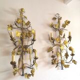 Pair of sconces flor'art leaves and bunches of grapes 60s