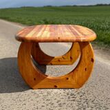 Table basse danoise brutaliste en pin d'Oregon