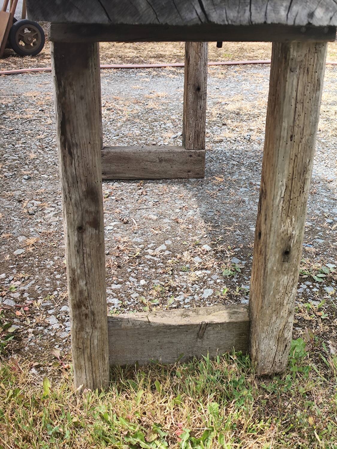 Old small 160 cm carpenter's workbench in solid oak