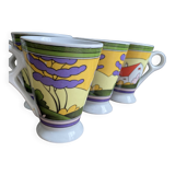 Sublime set of 6 Art Deco coffee/tea cups (circa 1930)