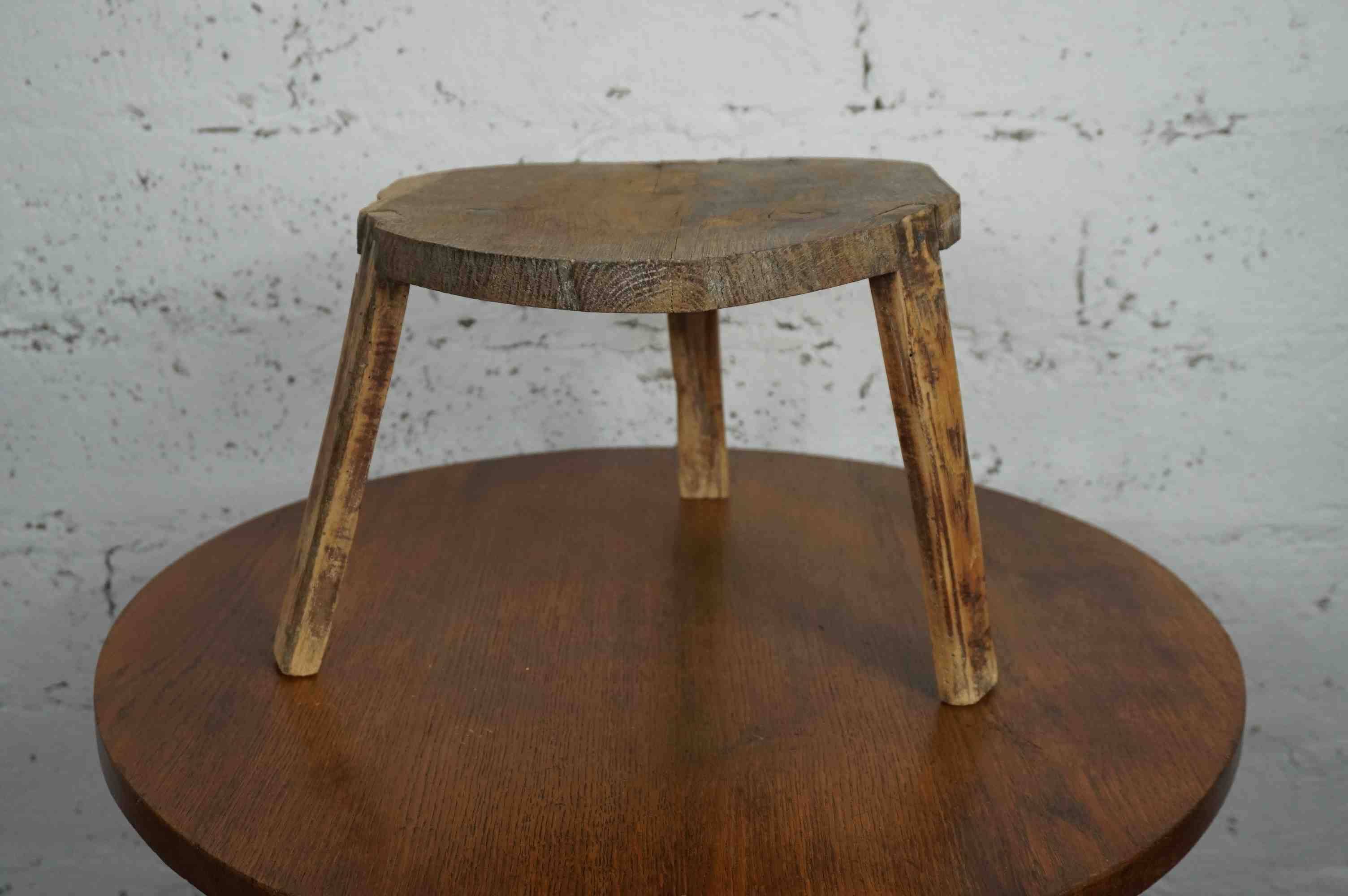 Vintage solid wood tripod stool