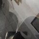 Vintage tulip foot table and smoked glass