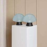 Set of 2 Murano glass shell lamps - light blue table lamp - vintage Space Age design Italy - 1980s