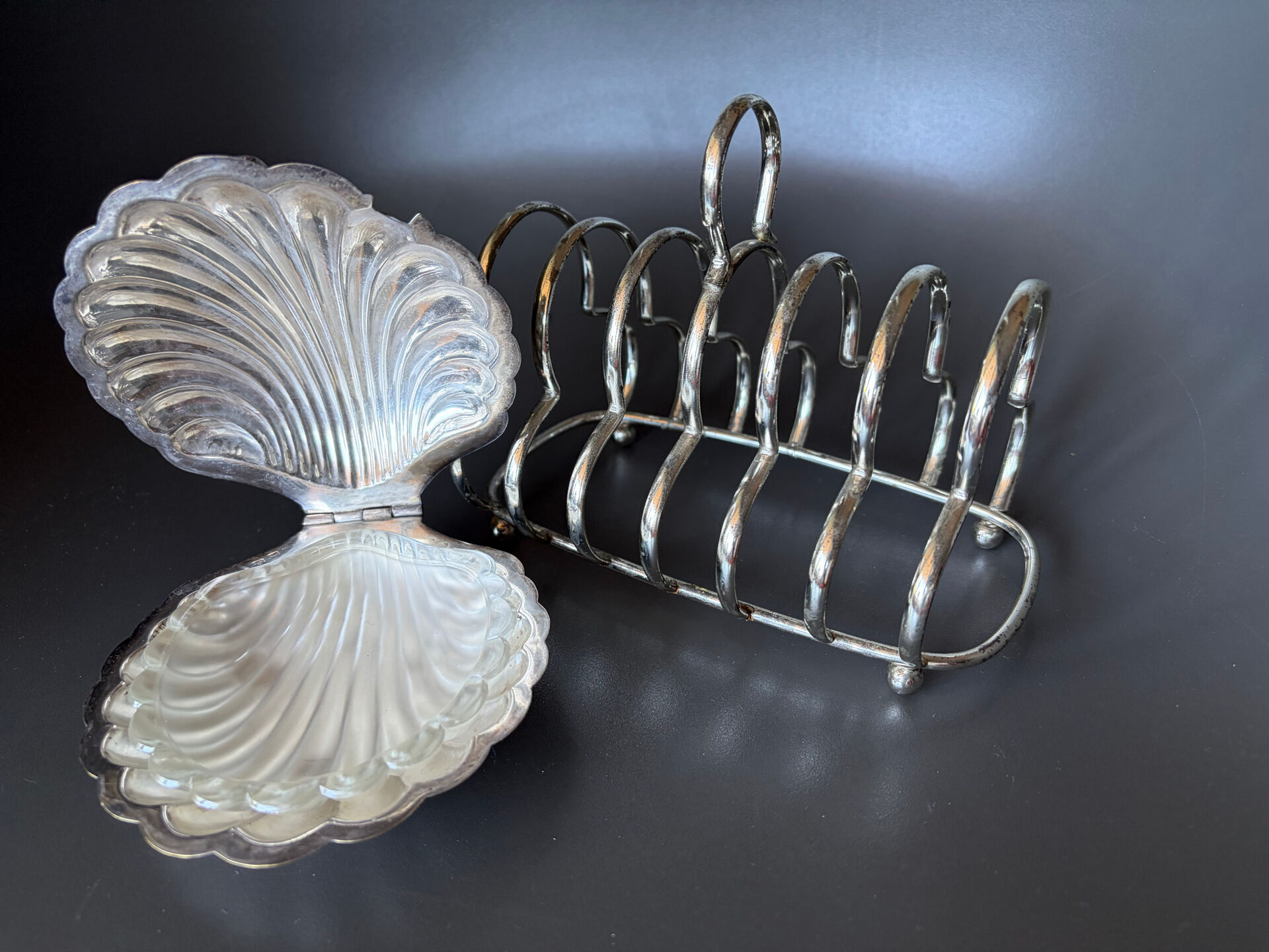 Shell Butter Dish & Vintage Toast Rack