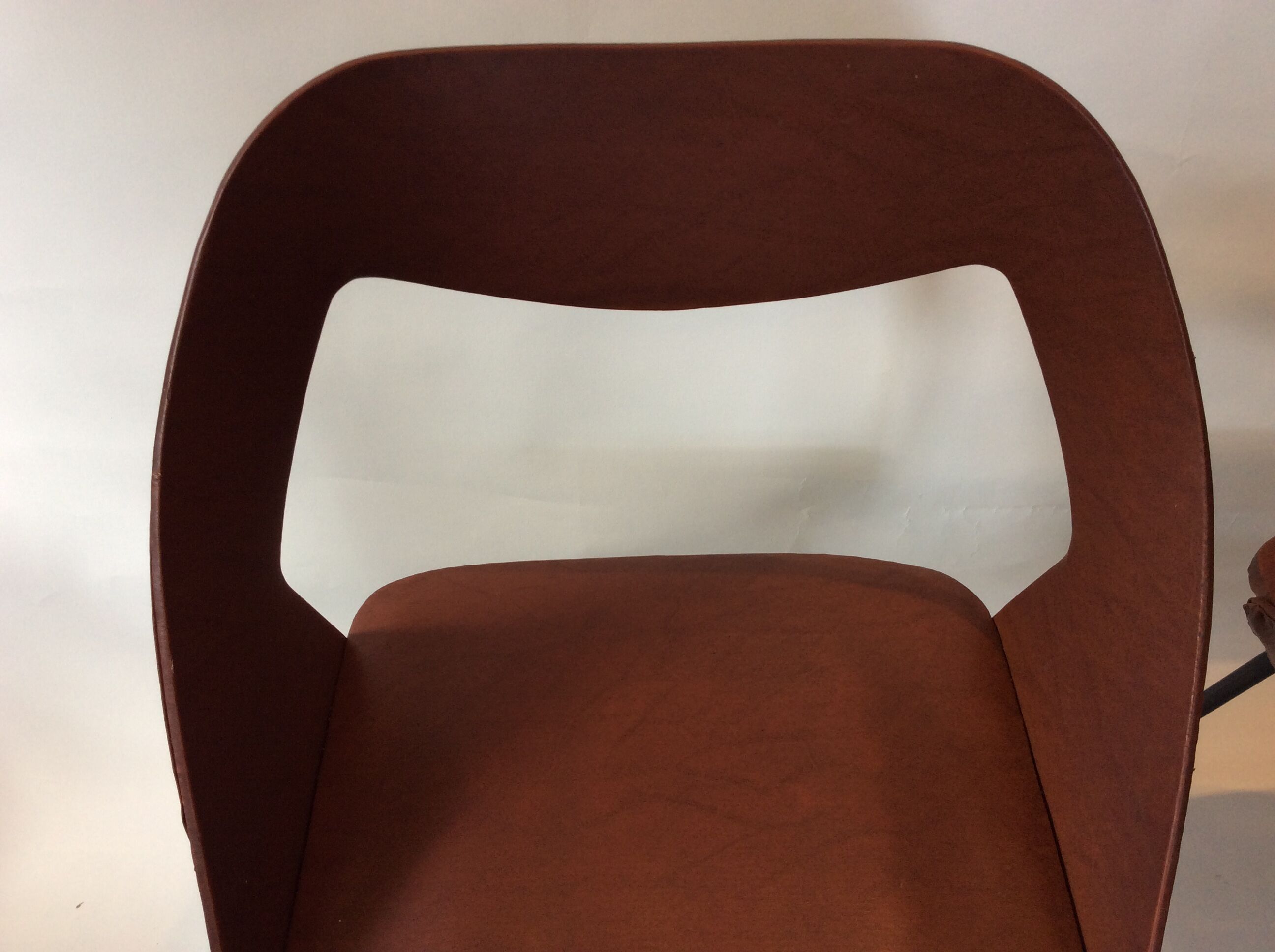 Duo of vintage barrel chairs