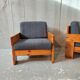 Pair of pine armchairs