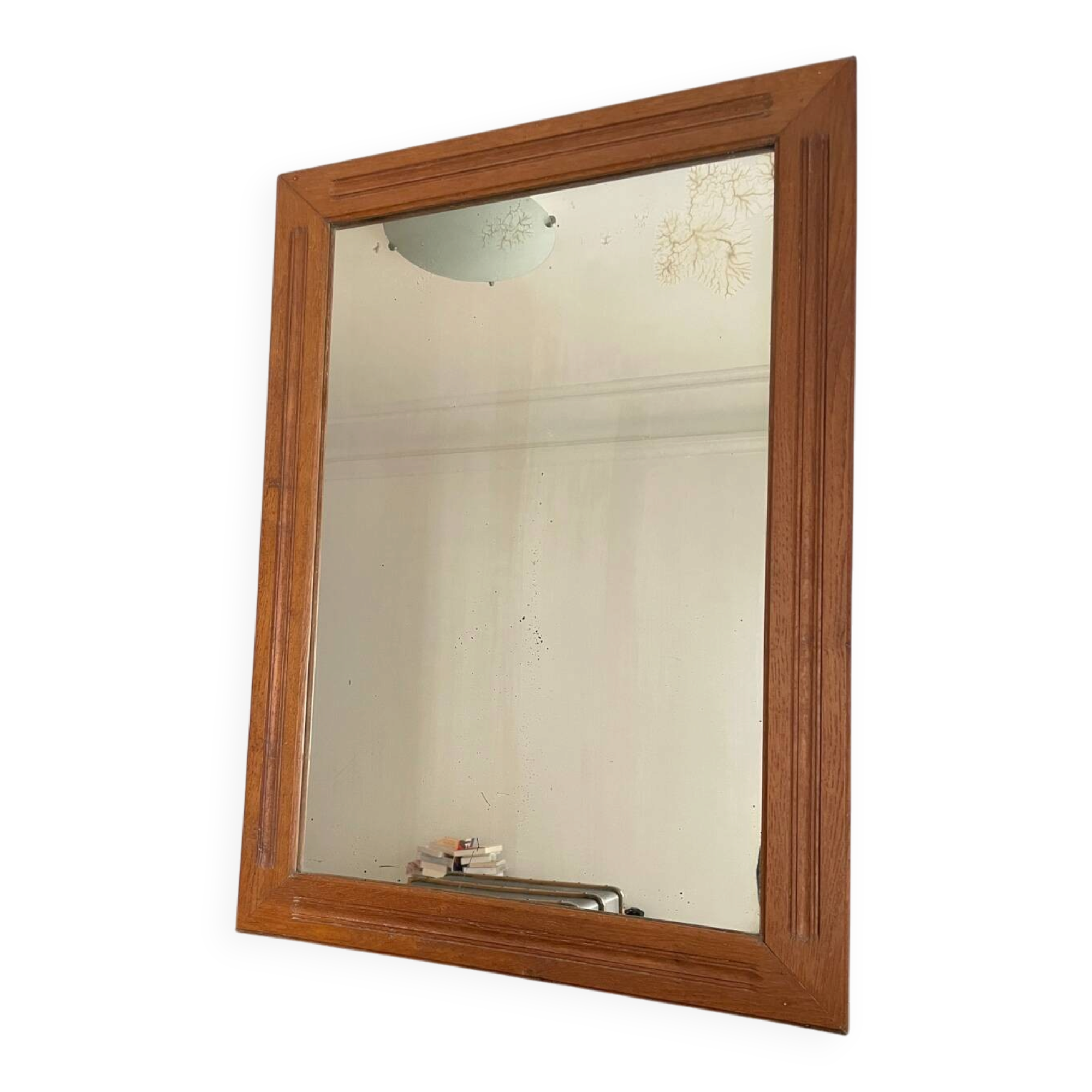 Mercury mirror. Frame in solid oak wood.