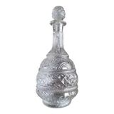 Round molded glass carafe with stopper