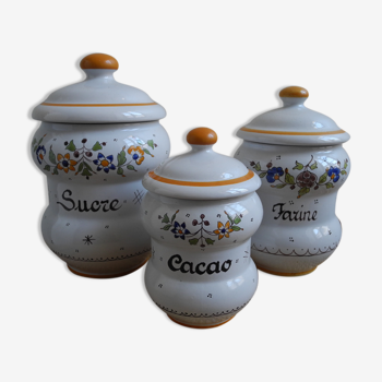 3 pots à épices faience Desvres