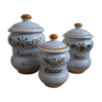 3 Desvres earthenware spice jars