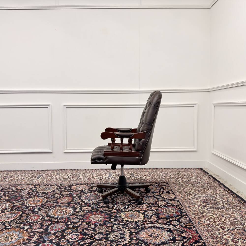 Chaise de bureau Chesterfield anglaise brune, chaise de président