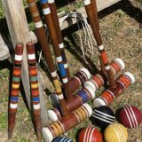 Old wooden croquet game