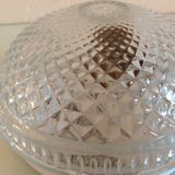 Round ceiling lamp in structured glass/vintage 60s-70s
