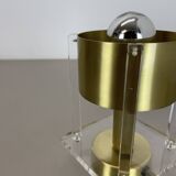Postmodern Brass Acryl Glass Cubic Table Light, Italy 1970