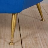Italian vintage mid century modern blue velvet armchair 60