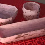 ensemble de 3 pate de verre rose 1920 signé lorrain 23x13 bon etat