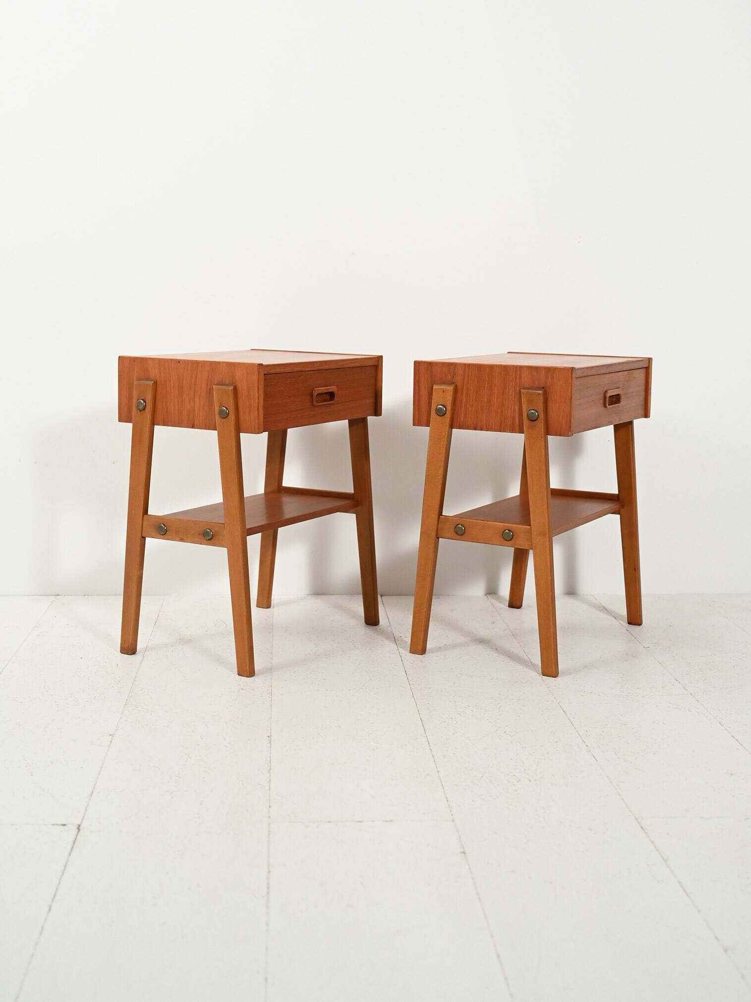 Pair of Scandinavian bedside tables in teak