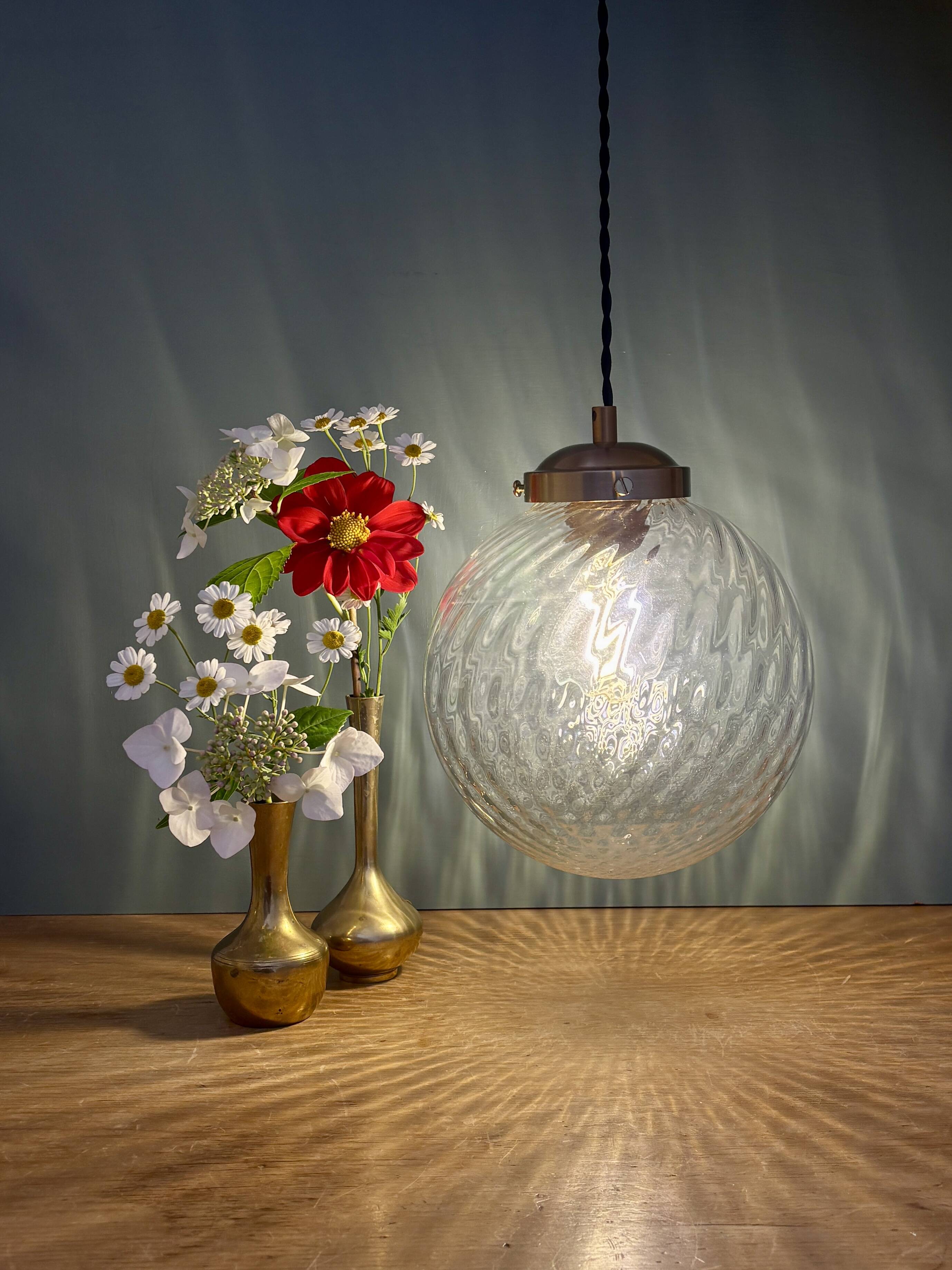 Vintage transparent glass suspension globe