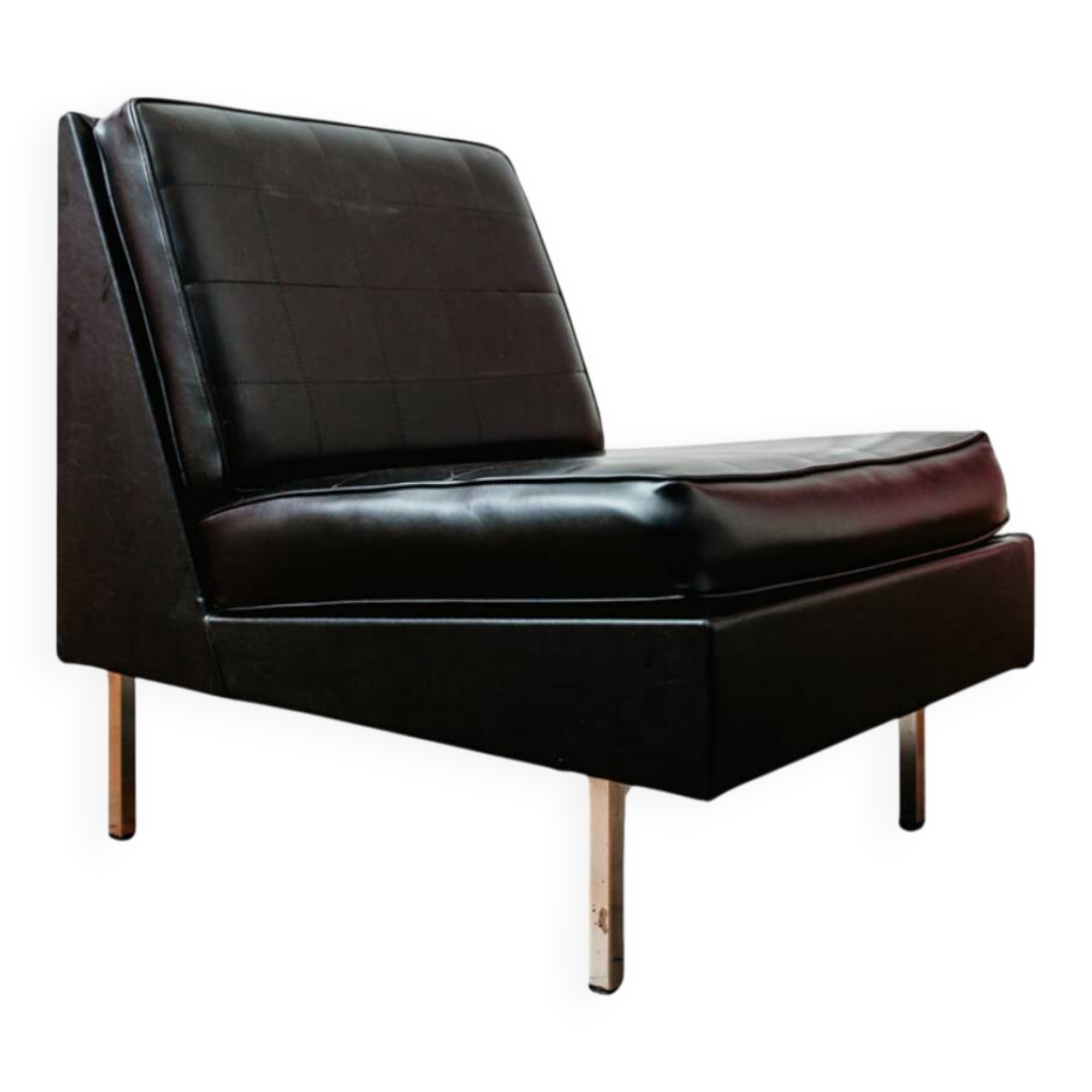 Black faux leather armchair, 1960