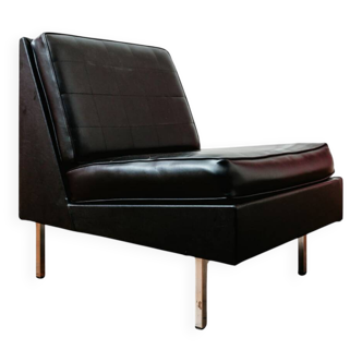 Black faux leather armchair, 1960