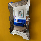 Prachtige Vintage Venetiaanse Spiegel – Geëtst Glas 79x58 cm