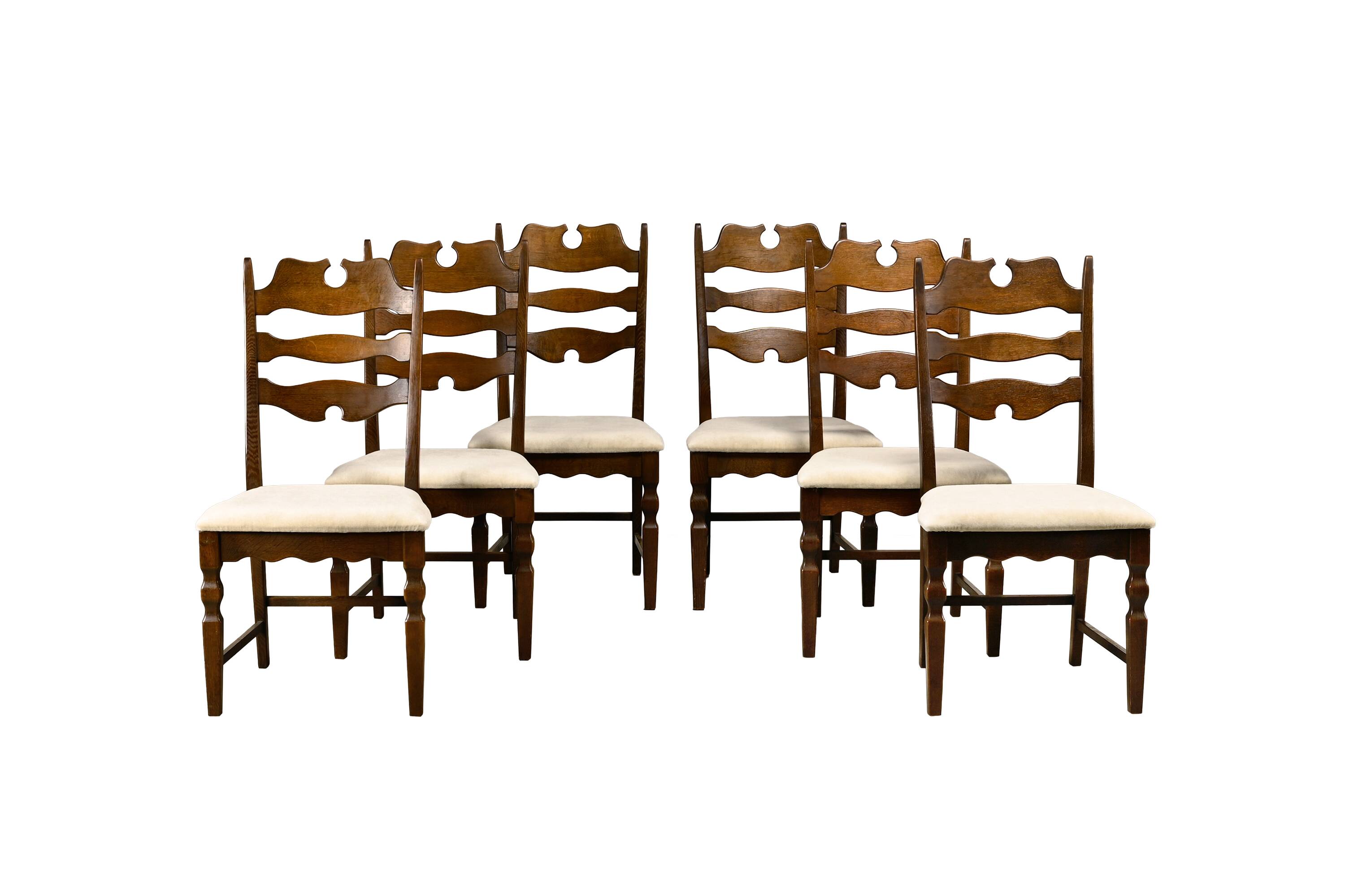 Henning Kjærnulf vintage set Razorblade Dining Chairs High Back, Denmark