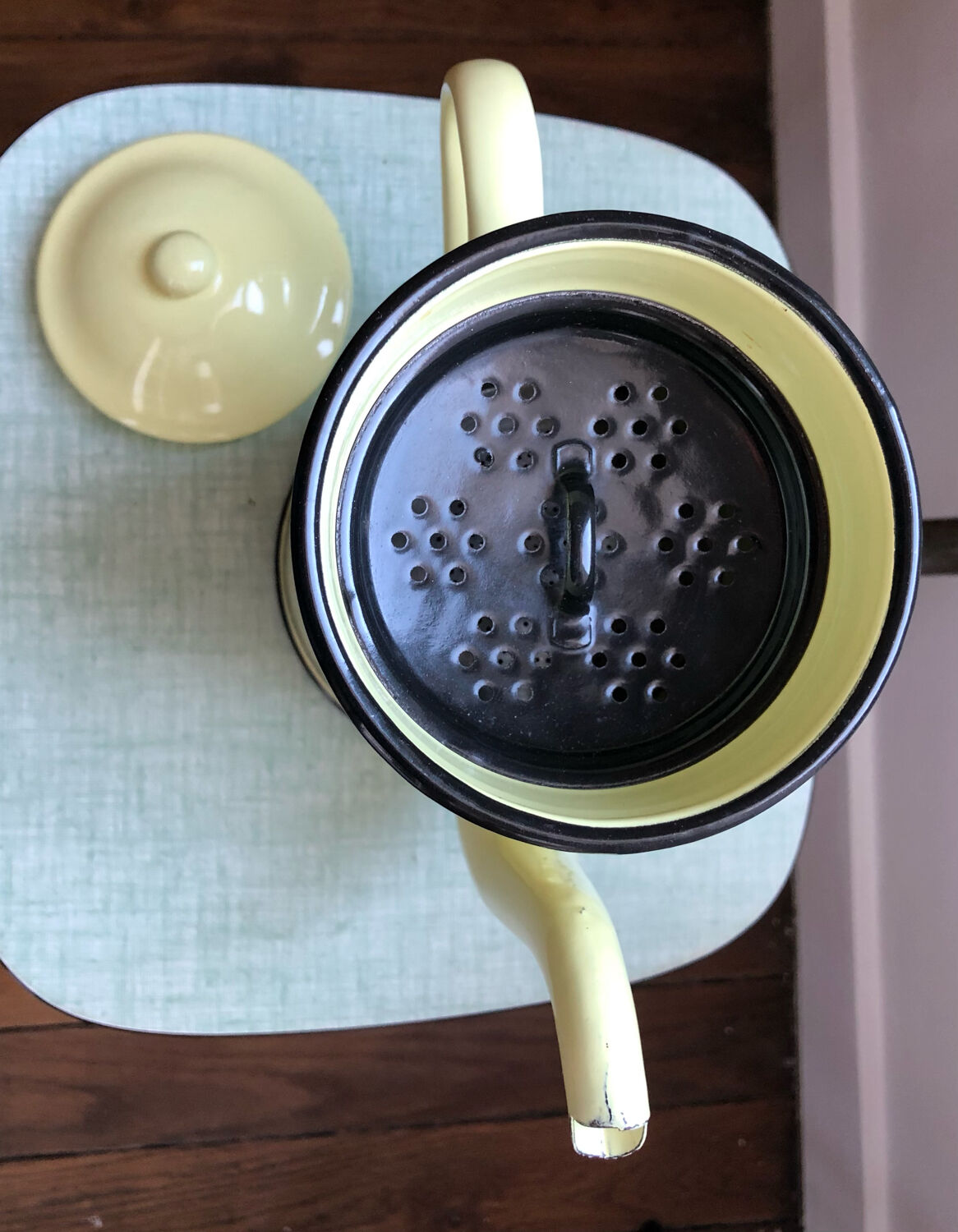 Vintage enameled sheet metal coffee maker