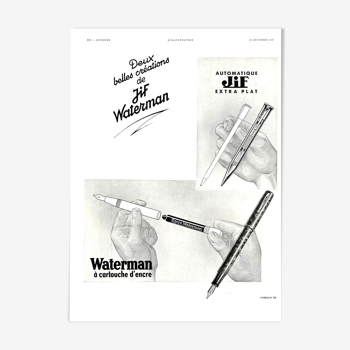 Affiche vintage années 30 Stylo Jif Waterman