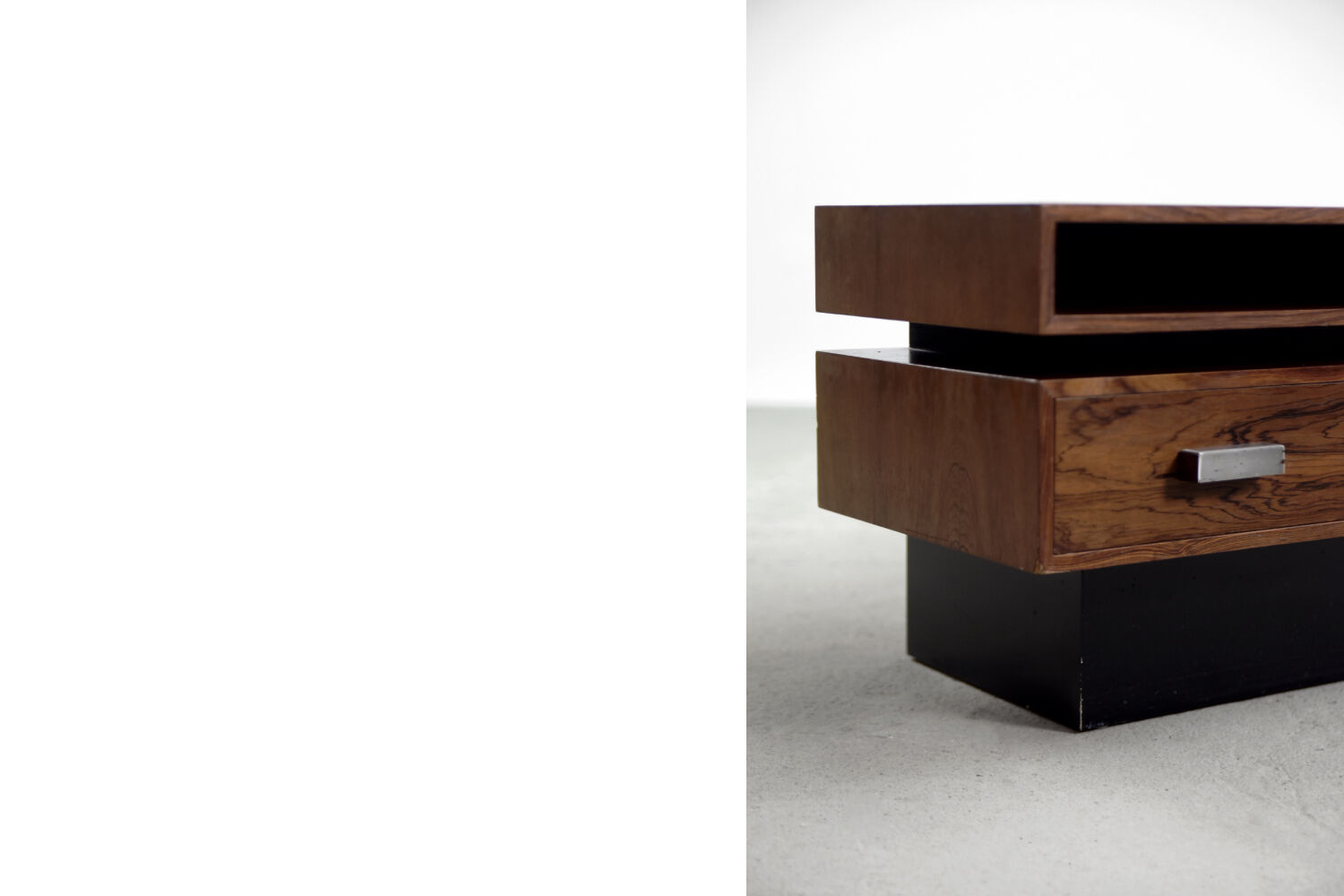 Coiffeuse scandinave moderne en palissandre avec miroir oblong, années 1970