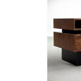 Coiffeuse scandinave moderne en palissandre avec miroir oblong, années 1970