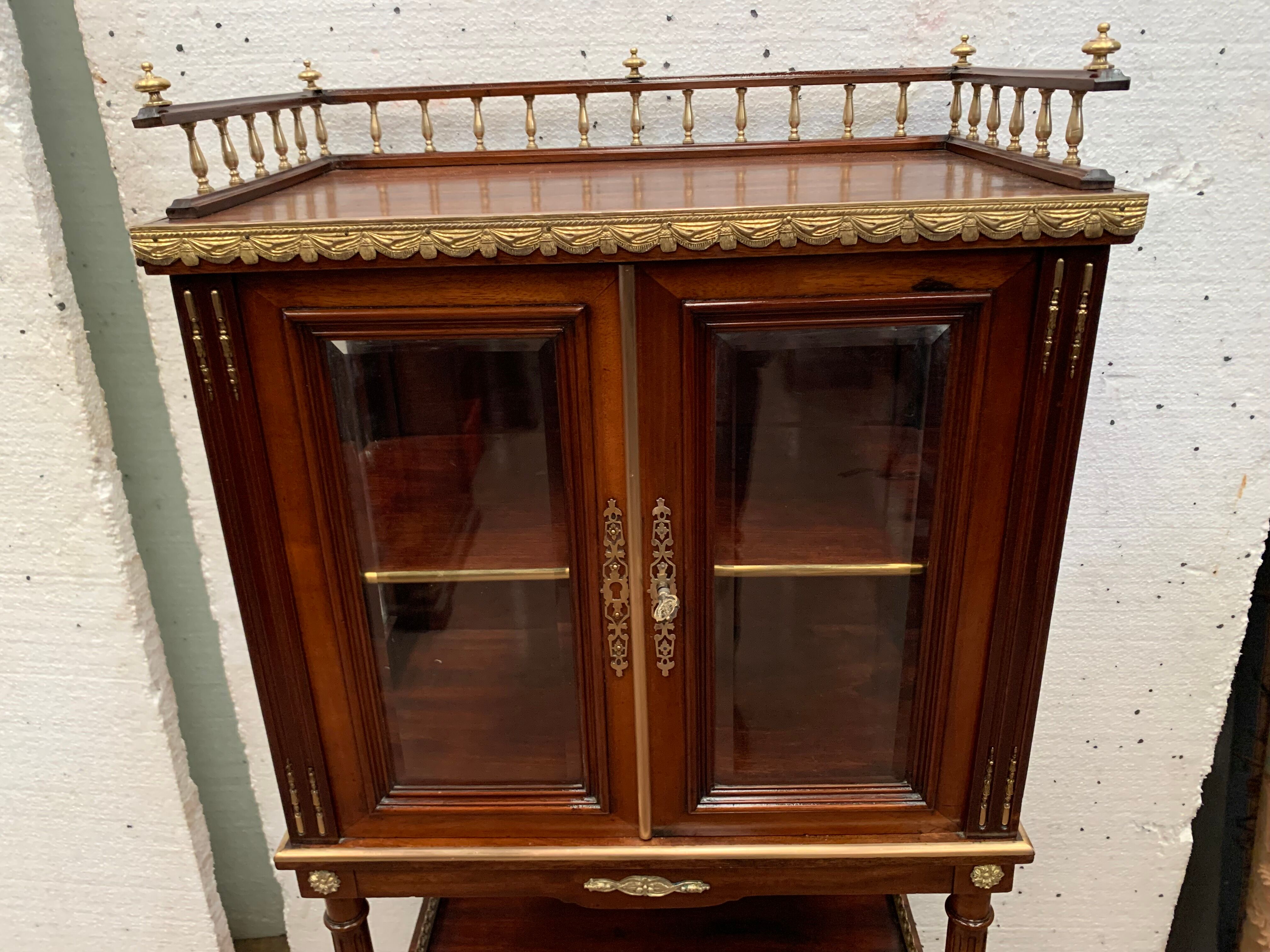 Napoleon III louis XVI style mahogany window and nineteenth century bronze gallery