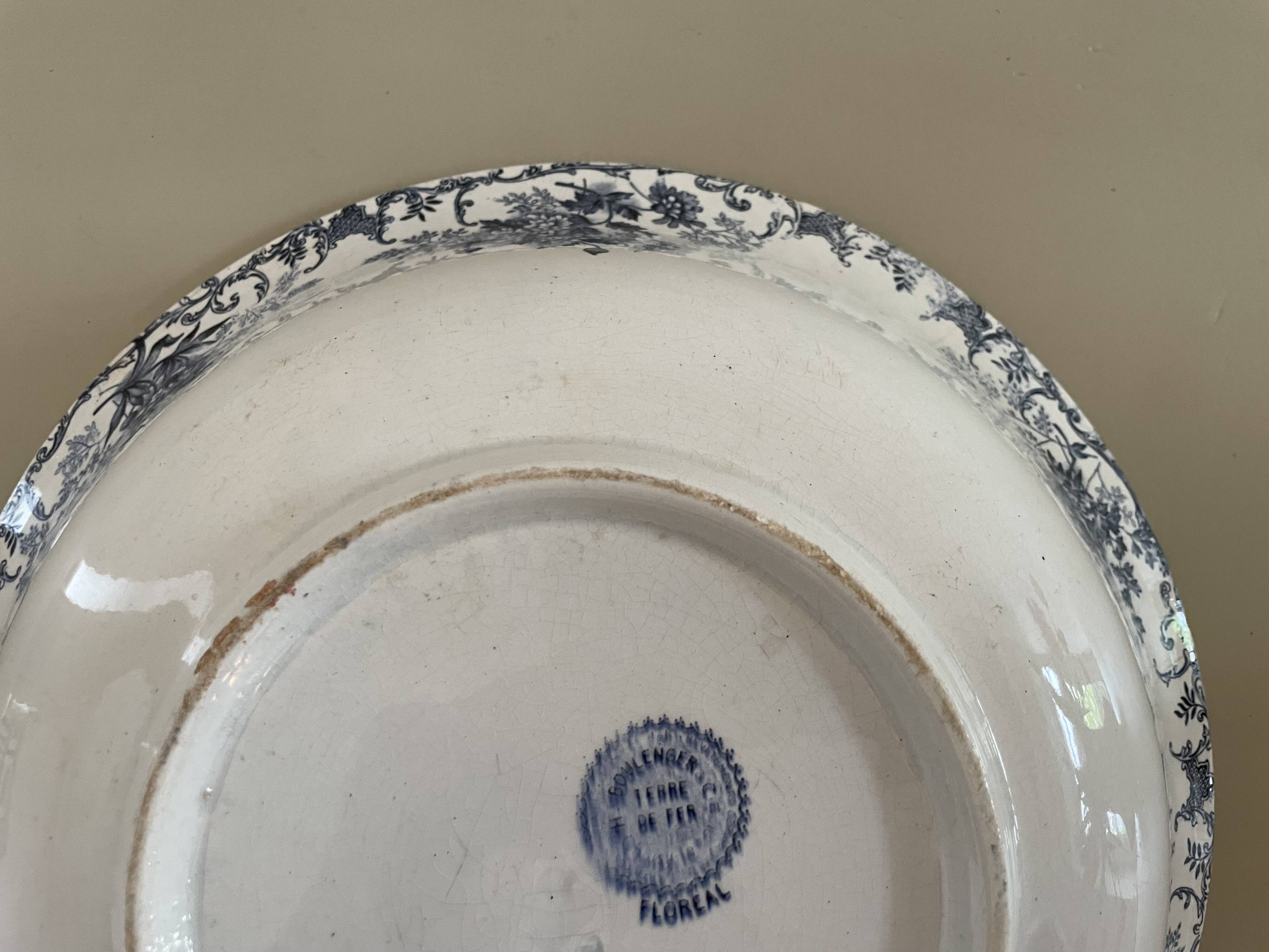 Boulenger blue ironstone salad bowl with Floréal pattern