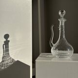 Large transparent glass carafe with a Biot stopper H32 D14.5