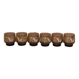 Set of 6 smoked glasses with Arcoroc ear of wheat decoration