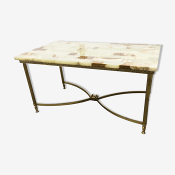 Table basse marbre laiton